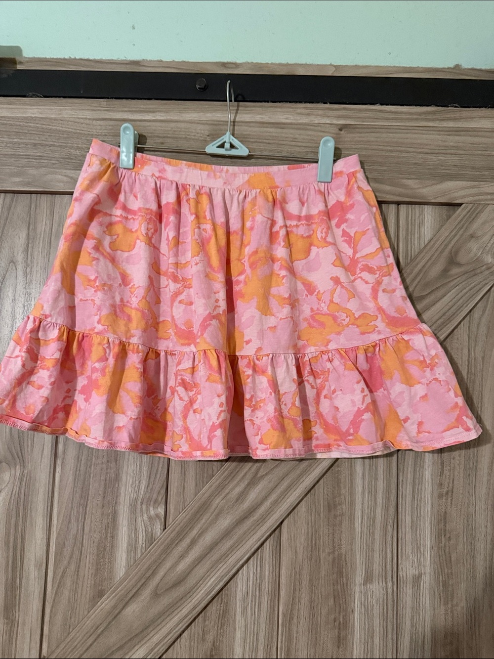 Lands' End Pink & Orange Floral Ruffle Skort